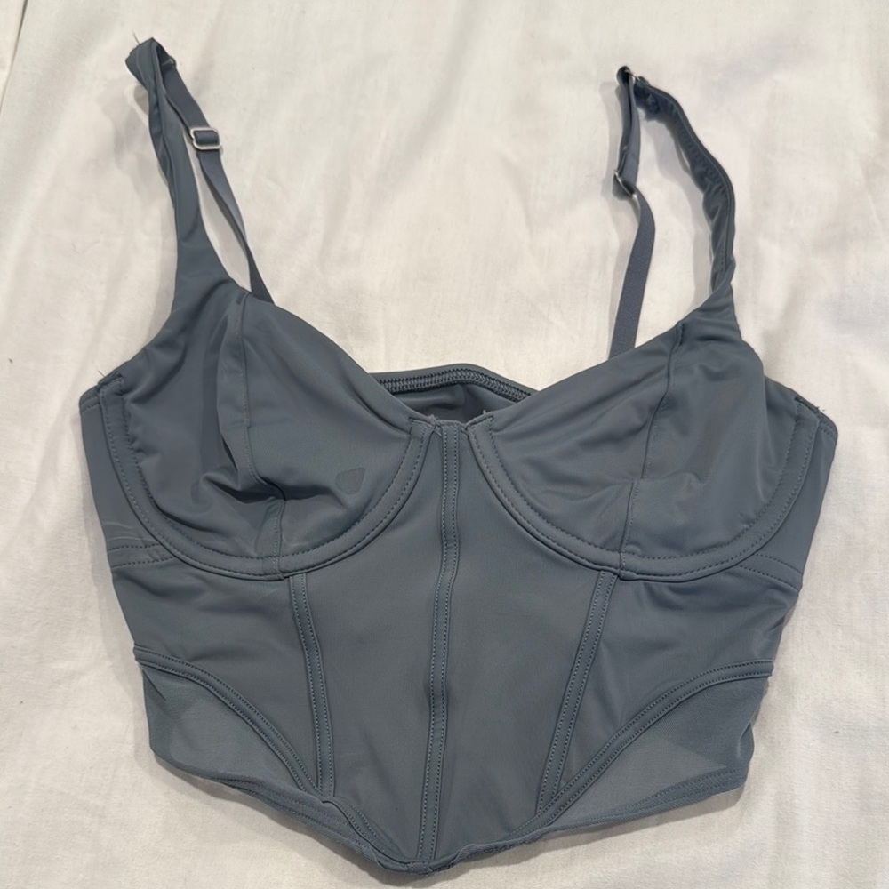 Hollister Slate Blue-Gray Bra with Structured Cups and Adjustable Straps